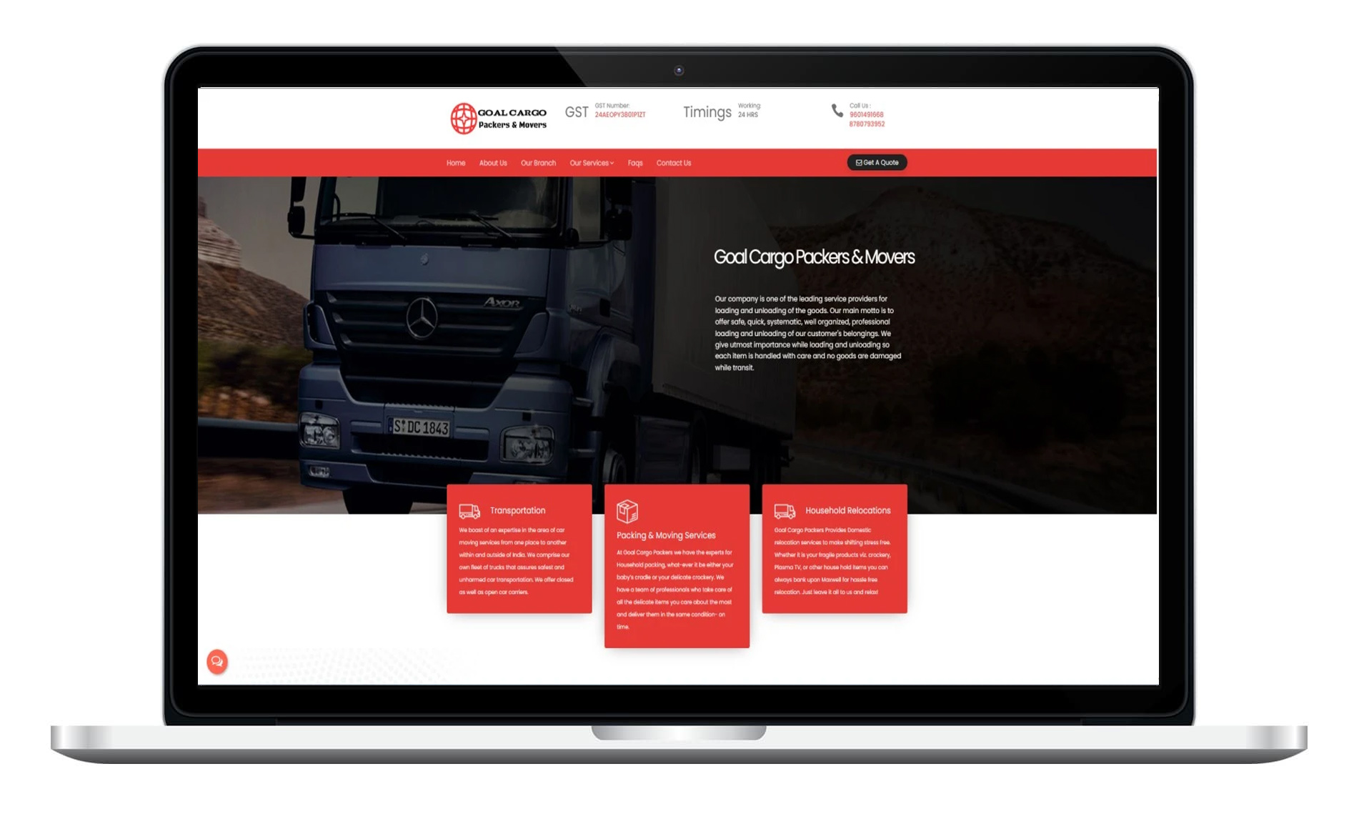 WebSite For Packers & Movers Screenshot